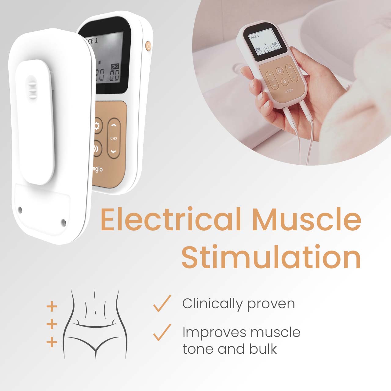 thumbnail image 2 of TensCare Eva Face & Body Toning Device – EMS & Microcurrent Massager, Peach 2 of 5